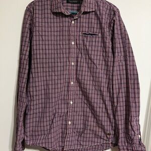 Scotch & Soda Red and Blue Casual Button Down Shirt